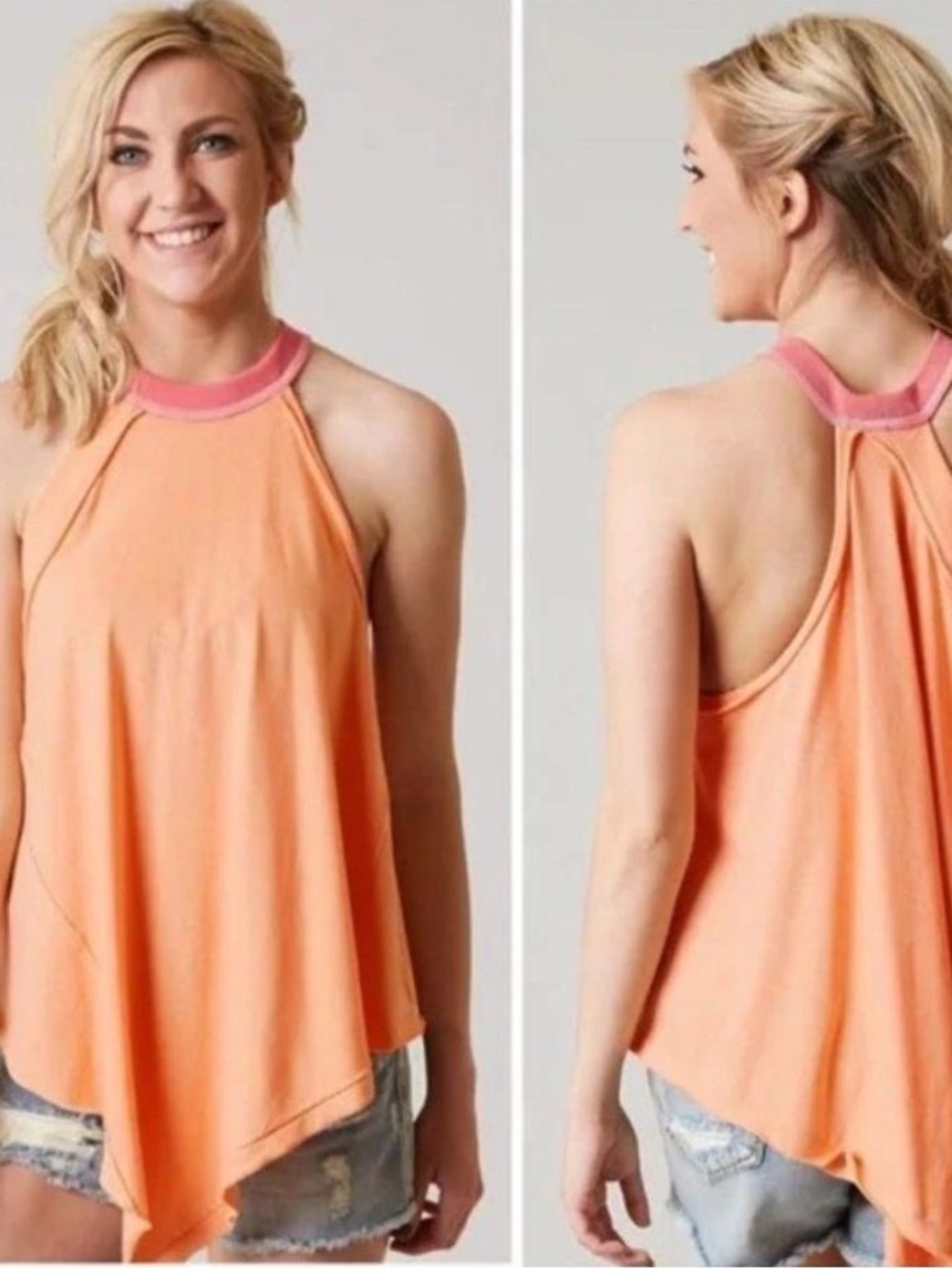 NEW We The Free Twin Peaks Tank In Coral size L